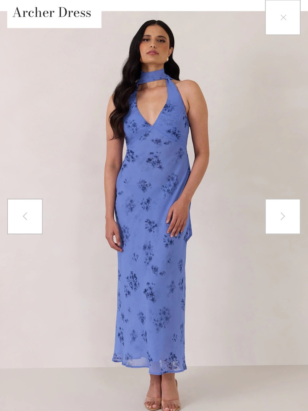 Archer Dress — Periwinkle Floral Halter Maxi Dress
